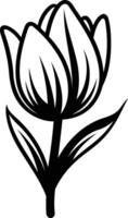 A simple yet elegant black and white illustration of a single tulip, perfect for adding a touch of floral beauty to your designs vector