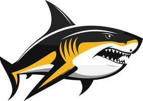 Aggressive shark logo design with sharp teeth and powerful silhouette vector