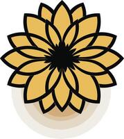 Stylized Flower with Yellow Petals and Black Outline vector