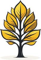 A stylized golden tree with a simple, modern design vector