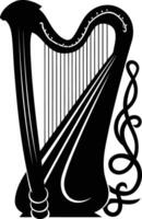 A simple yet elegant silhouette of a harp, perfect for illustrating musical themes, celtic art, or traditional design vector