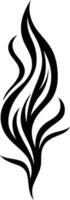 Abstract black and white tattoo design featuring a stylized flame shape vector