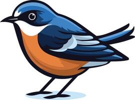 Blue and Orange Bird Cartoon Illustration vector