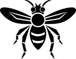A bold and striking black and white silhouette of a bee, perfect for logo design, branding, or as a graphic element in your project vector