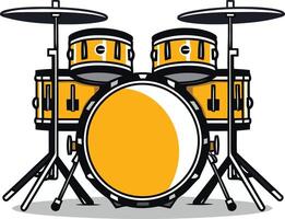 A vibrant illustration of a classic drum set, perfect for music-related projects, branding, and designs vector