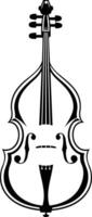 A simple, elegant black and white illustration of a double bass, perfect for design projects, websites, and print media vector
