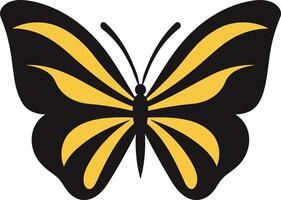 A simple, stylish illustration of a butterfly with black and yellow wings vector