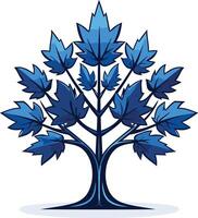 A stylized blue tree with intricate branches and leaves vector