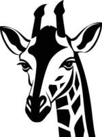 Black and white illustration of a giraffe's head, featuring a simple yet elegant design vector