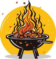Barbecue Grill with Flaming Charcoal vector