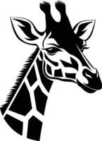 A bold and striking black and white silhouette of a giraffe's head, perfect for creating a unique and memorable logo or design element vector