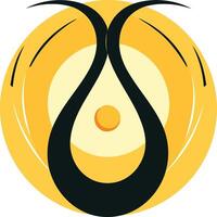 Abstract logo design with a circular shape, black teardrop, and yellow background vector