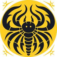 Stylized Scorpion on a Yellow Background vector