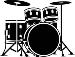 A simple, yet bold silhouette of a drum set vector