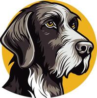 A striking portrait of a german shorthaired pointer dog, captured in a circular frame vector