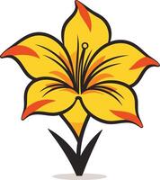 A simple, stylized yellow flower with red accents, perfect for branding, logos, or web design vector