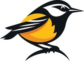 A Stylized Bird Perched on a Branch vector