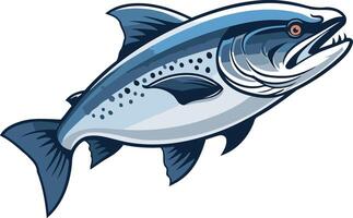 A powerful and detailed illustration of a leaping salmon, perfect for branding, logos, or as a design element for fishing related products vector