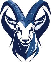 A bold and striking logo featuring a stylized mountain goat head, perfect for a brand seeking strength, resilience, and a connection to nature vector