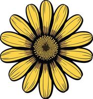 A simple, yet elegant yellow daisy with a black outline, perfect for branding, design projects, or adding a touch of nature to your creations vector