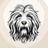 Black and White Illustration of a Dog's Face vector