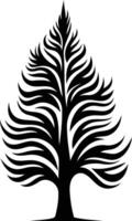 Stylized black and white silhouette of a tree with a unique flowing design, perfect for minimalist and nature-inspired branding or design projects vector