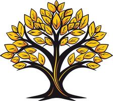 Stylized Tree with Golden Leaves vector