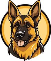 A friendly, cartoon-style german shepherd dog head with a playful expression, perfect for branding, logos, and pet-related designs vector