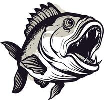 A fierce, detailed illustration of a fish with sharp teeth and an open mouth vector