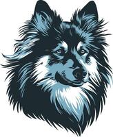A striking illustration of a wolf's head, rendered in a bold, graphic style vector