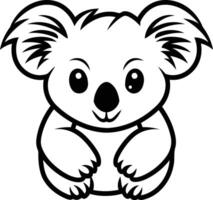 Adorable cartoon koala in a simple line art style, perfect for coloring pages, kids' books, and educational materials vector