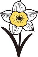 A Simple, Hand-Drawn Illustration of a Single Daffodil vector