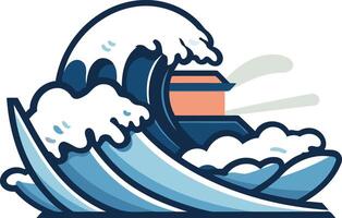 A powerful wave crashes, capturing the energy and force of nature vector