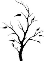 Simple silhouette of a bare tree with branches reaching upwards, perfect for minimalist designs, nature illustrations, and tattoo concepts vector