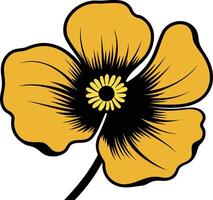A simple yet elegant stylized yellow flower with a black outline vector