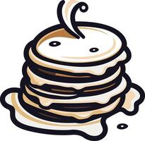 A whimsical illustration of a stack of pancakes dripping with syrup vector