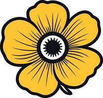 A simple and cheerful yellow flower icon, perfect for branding, websites, and social media vector