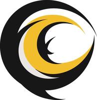 Abstract logo design with a wave-like shape in black, yellow, and white vector