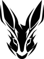 A bold and striking black and white illustration of a stylized rabbit's head, perfect for use as a logo, tattoo design, or other graphic applications vector