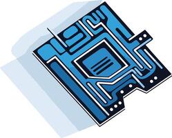 Abstract tech logo featuring a circuit board design with a futuristic aesthetic vector