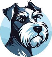 A charming cartoon illustration of a miniature schnauzer dog with a friendly expression, perfect for pet-related businesses, websites, and branding vector