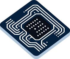 A modern isometric illustration of a computer chip with circuit board, perfect for technology, innovation, and digital concepts vector