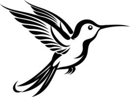 Elegant black and white hummingbird tattoo design, perfect for inspiration or design projects vector