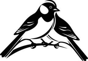 A simple yet elegant black and white silhouette of a bird perched on a branch vector