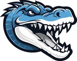 Blue Alligator Mascot with Ferocious Expression vector