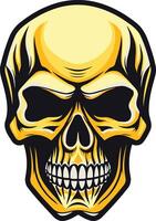 A menacing golden skull with a menacing grin vector