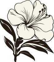 Elegant black and white hibiscus flower illustration, perfect for branding, invitations, or website design vector
