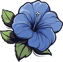 Blue Hibiscus Flower with Green Leaves vector