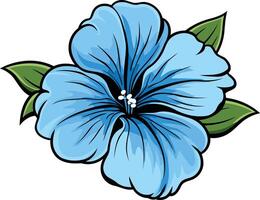 Blue Hibiscus Flower with Green Leaves vector