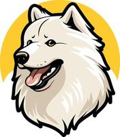 White Dog with Yellow Background vector